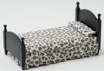 (image for) Single Bed - Black & Brown Floral Fabric