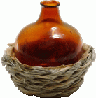 (image for) Glass Demijohn in Short Wicker Basket Amber