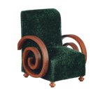 (image for) Art Deco Chair - Green & Walnut