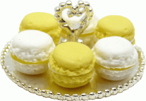 (image for) Macarons on Silver Tray - Yellow/ White