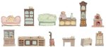 (image for) 1/4in Scale Dollhouse Furniture Starter Set Assorted 12pc