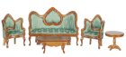 (image for) Living Room Set - Walnut & Green - 5pc