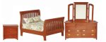 (image for) Slat Bedroom Set - Walnut - 3pc