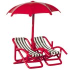 (image for) 1/2in Scale Double Beach Chairs w/ Umbrella