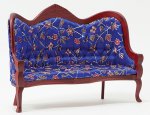 (image for) Victorian Sofa - Blue Floral Fabric - Mahogany