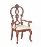 (image for) Queen Anne Croix Armchair Cream & - Walnut