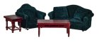 (image for) Living Room Furniture Set 4pc - Dark Green & Mahogany