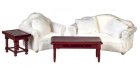 (image for) Living Room Furniture Set 4pc - White & Mahogany