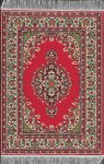 (image for) Turkish Rectangular Area Rug - Red & Green Floral