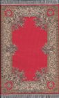 (image for) Turkish Rectangular Area Rug - Red & Tan Floral