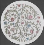 (image for) Turkish Round Area Rug - White Floral