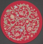 (image for) Turkish Round Area Rug - Red Floral