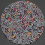 (image for) Turkish Round Area Rug - Gray Floral