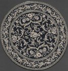 (image for) Turkish Round Throw Rug - Black Floral