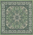 (image for) Turkish Square Throw Rug - Green Floral