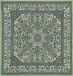 (image for) Turkish Square Throw Rug - Green Floral