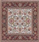 (image for) Turkish Square Throw Rug - Burgundy Floral