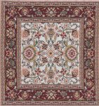 (image for) Turkish Square Throw Rug - Burgundy Floral