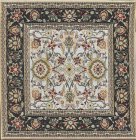 (image for) Turkish Square Throw Rug - Black Floral