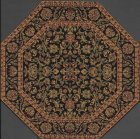 (image for) Turkish Octagonal Area Rug - Brown & Black Floral