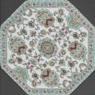 (image for) Turkish Octagonal Area Rug - White & Teal Floral