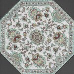 (image for) Turkish Octagonal Area Rug - White & Teal Floral