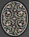 (image for) Turkish Oval Throw Rug - Black Floral