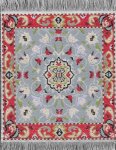 (image for) Turkish Rectangular Throw Rug - Red & Gray Floral