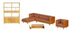 (image for) Contemporary Living Room Furniture Set - 5pc - Leather - Walnut