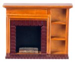 (image for) Fireplace w/ Shelves - Walnut & Brick