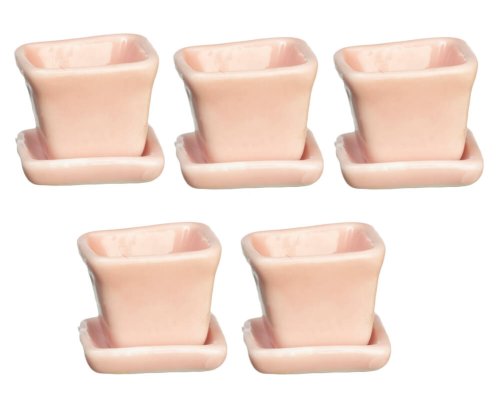 (image for) Pink Plant Pots w/ Base 5pc