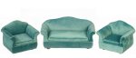 (image for) Living Room Furniture Set - Teal Plush Upholstery - 3pc