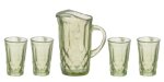 (image for) Diamond Cut Pitcher w/ 4 Glasses - Green