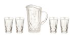 (image for) Diamond Cut Pitcher w/ 4 Glasses - Clear