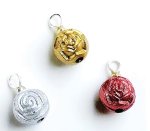 (image for) Burgundy Gold & Silver Rose Ornaments 3pc