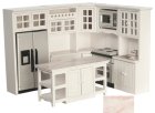 (image for) Kitchen Set w/ Silver Appliances - 8pc - White & Faux Marble