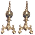 (image for) Georgian Style Fireplace Andirons - Brass - 1pr