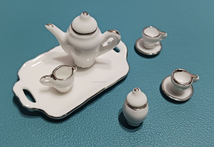 (image for) White & Silver Trim Tea or Coffee Set 10pc