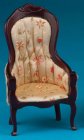 (image for) Victorian Gent's Chair w/ Floral Fabric - Mahogany