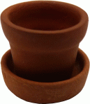 (image for) Small Round Clay Pot w/ Drip Saucer