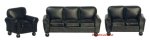 (image for) Black Leather Living Room Furniture Set 3pc