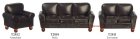 (image for) Brown Leather Living Room Furniture Set 3pc