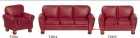 (image for) Burgundy Leather Living Room Furniture Set 3pc