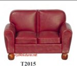 (image for) Burgundy Leather Loveseat