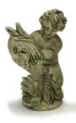 (image for) Green Cherub w/ Fish Statue