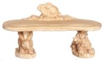 (image for) Stone Bench w/ Rabbit Decor 2pc Tan