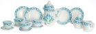 (image for) 17pc Green & Blue Floral Tea Set