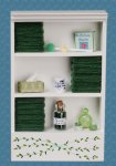 (image for) Bathroom Cabinet White & Dark Green w/ Accessories