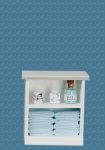 (image for) Small Bathroom Cabinet White & Light Blue w/ Accessories