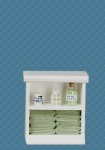 (image for) Small Bathroom Cabinet White & Light Green w/ Accessories